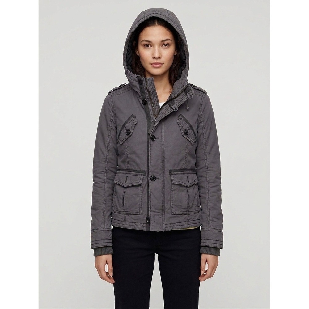 TNA Aritzia Platoon Jacket Grey Military Field Coat Neon Lining XS Stock 001455